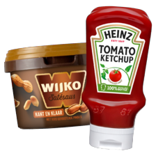 Wijko satésaus of Heinz ketchup, 50% of zero